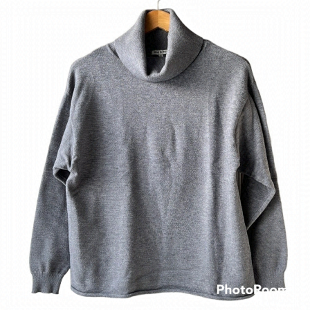 RAG POETS Grey Turtleneck Cropped Sweater Size Small